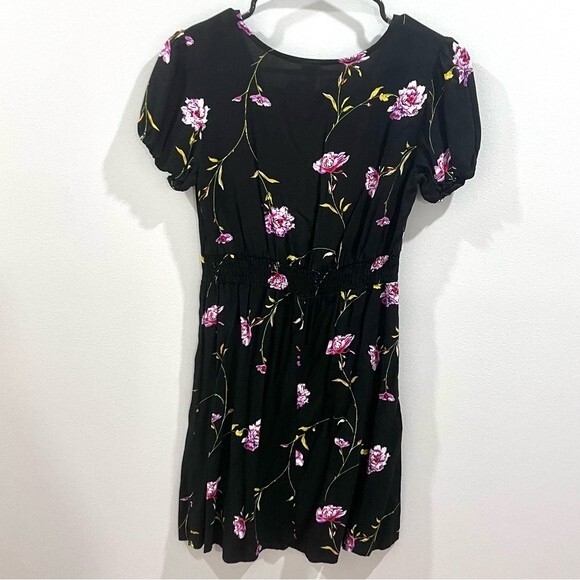 Black and pink floral aline button dress size XS - Picture 5 of 8